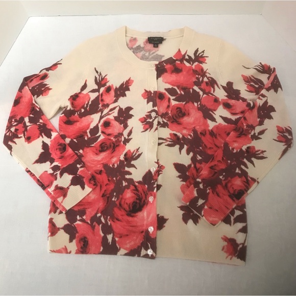NWOT Talbots Petite Small Ivory Multi Floral Cashmere Cardigan Sweater - Picture 5 of 10